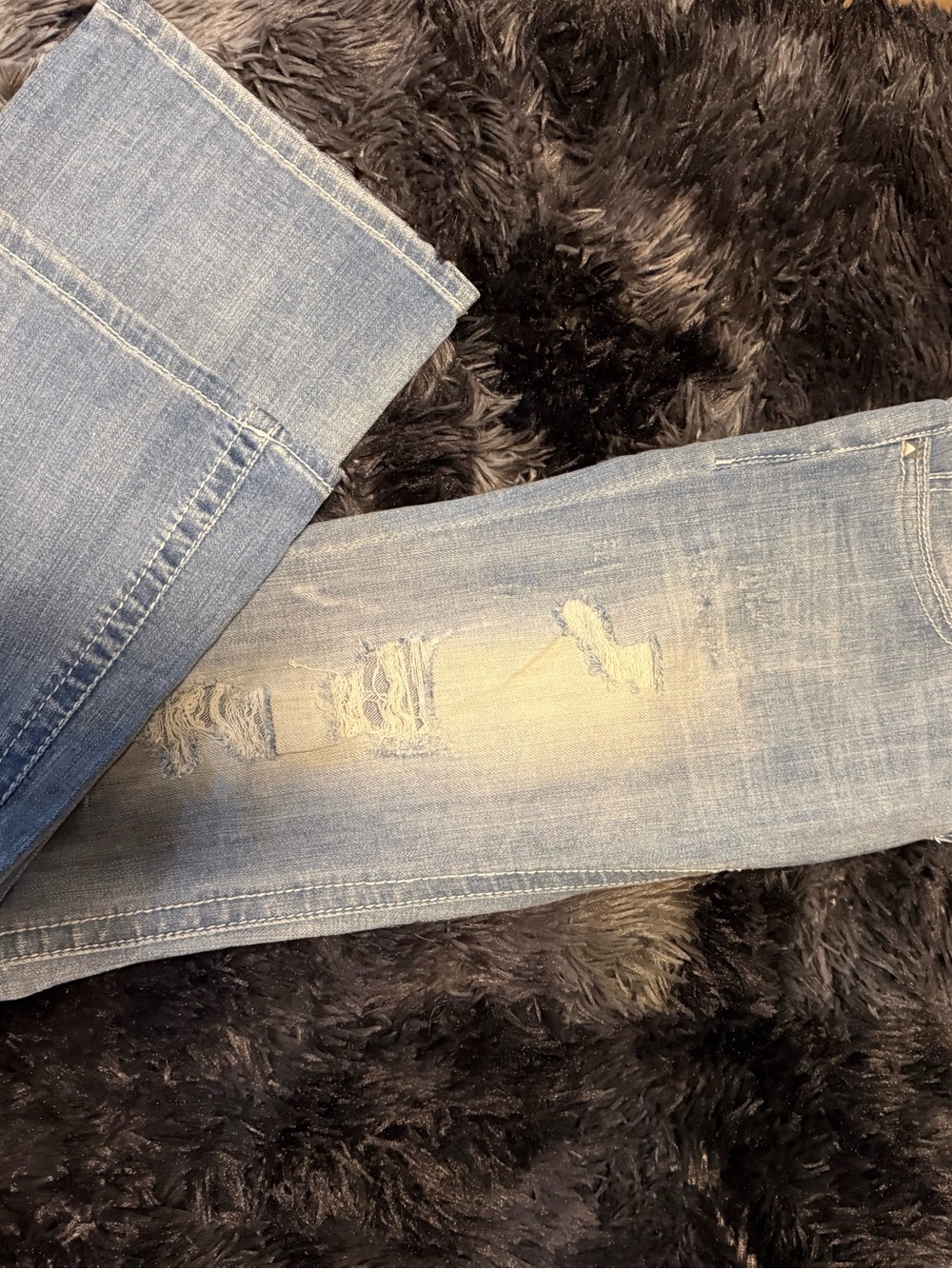 Daytrip Light Wash Distressed Flare Jeans - Picture 2 of 3